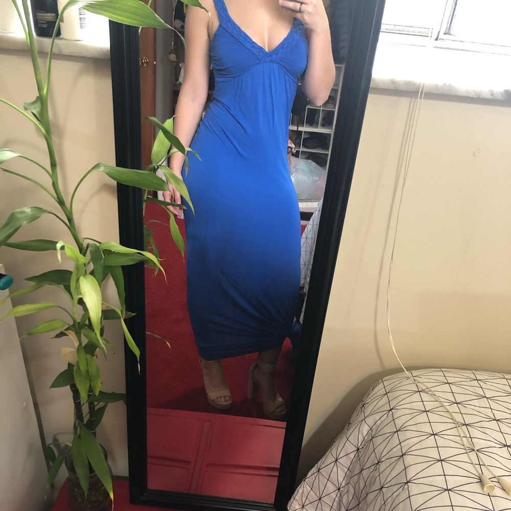 Long blue dress!